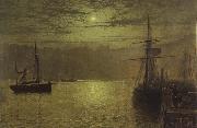 Atkinson Grimshaw Lights in the Harbour Spain oil painting artist